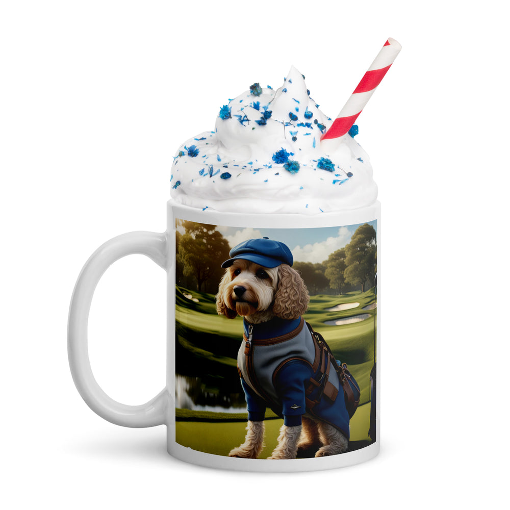 Cockapoo Golfer- White glossy mug v9