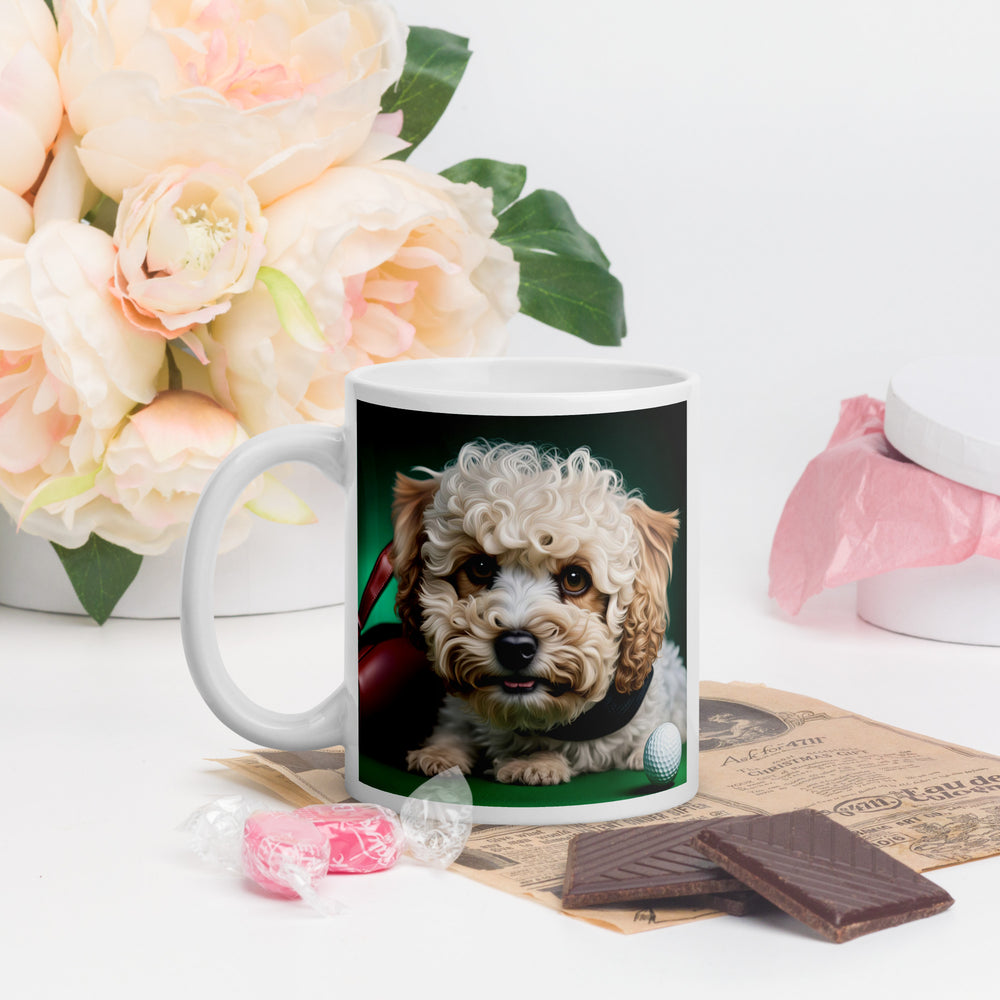 Maltipoo Golfer- White glossy mug v3