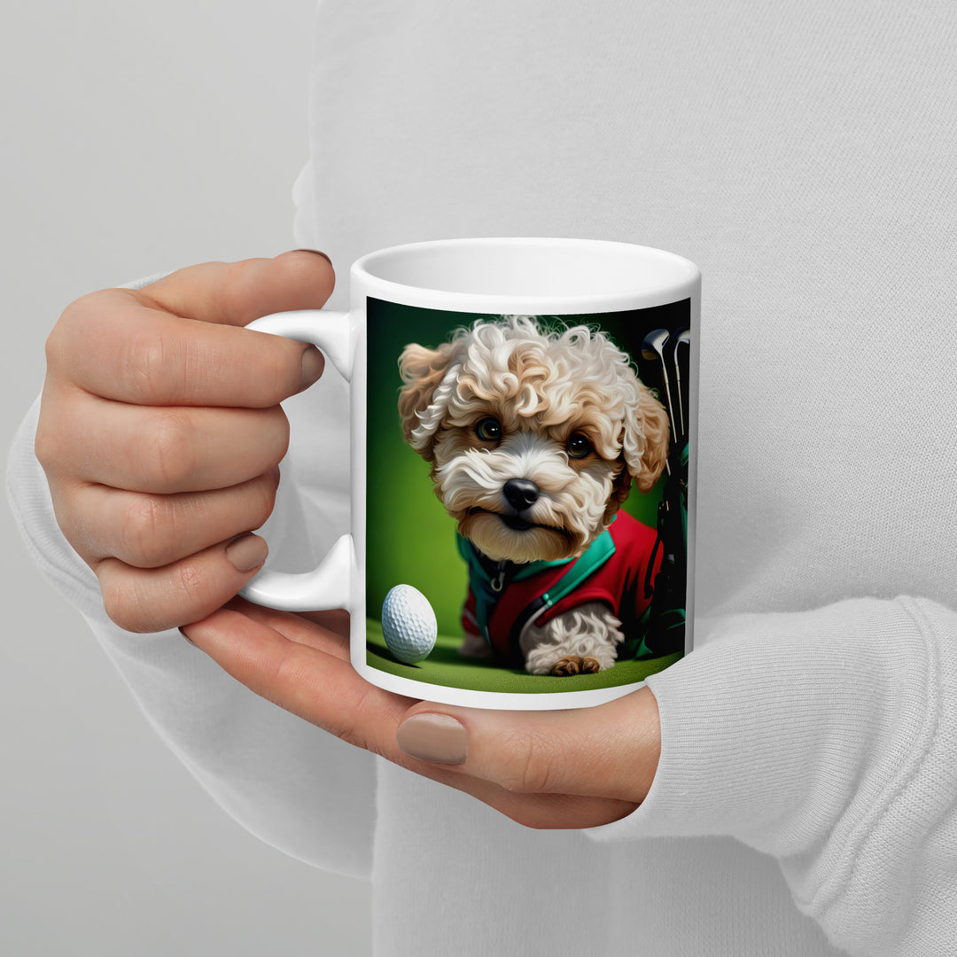 Maltipoo Golfer- White glossy mug v9