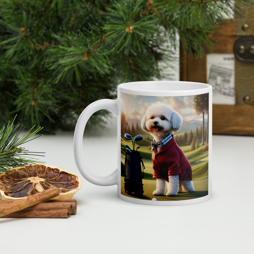 Maltipoo Golfer- White glossy mug v10