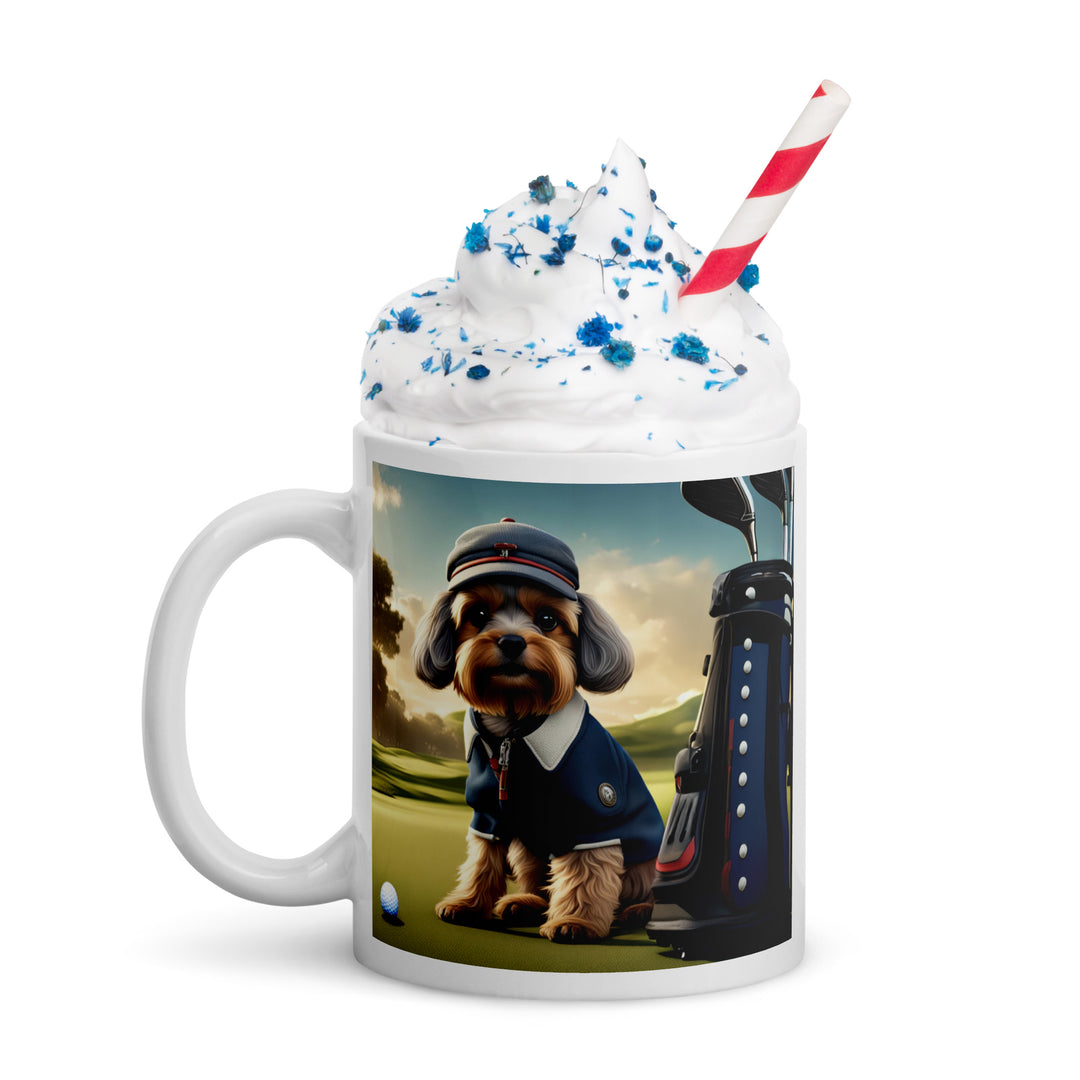 Pekapoo Golfer- White glossy mug v6