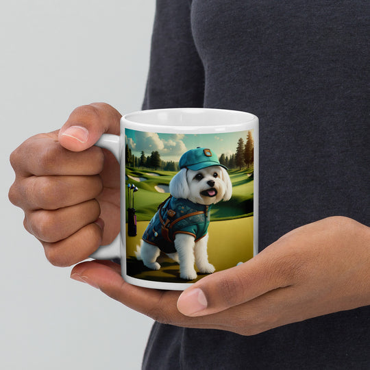 Pekapoo Golfer- White glossy mug v11