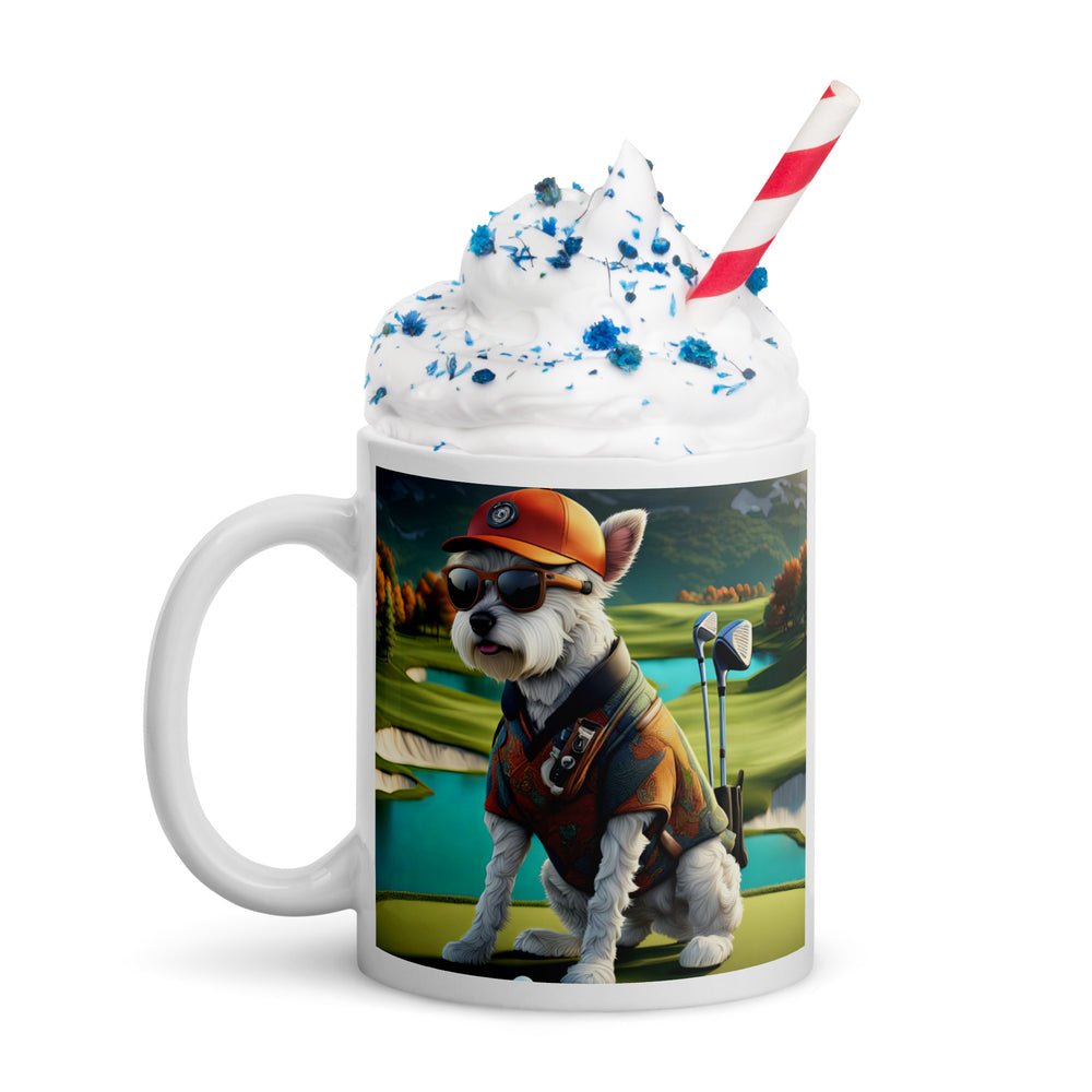 Pekapoo Golfer- White glossy mug v13