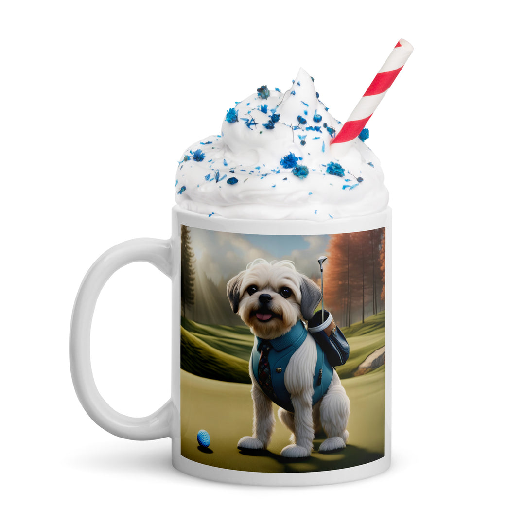 Pugapoo Golfer- White glossy mug v2