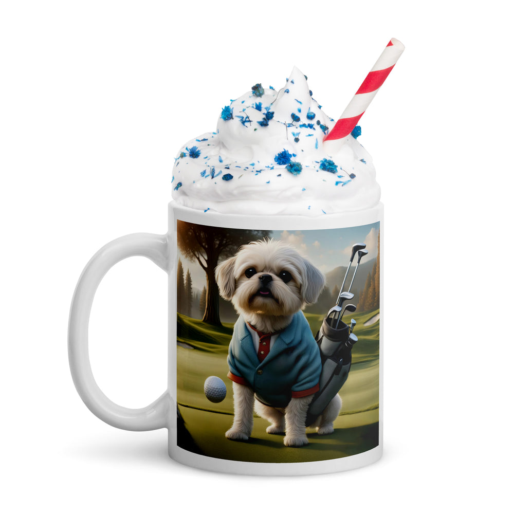 Pugapoo Golfer- White glossy mug v4