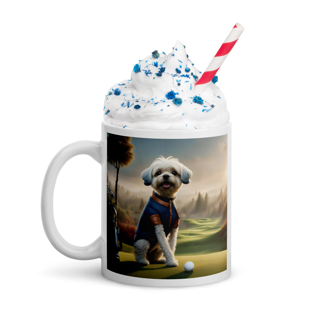 Pugapoo Golfer- White glossy mug v7