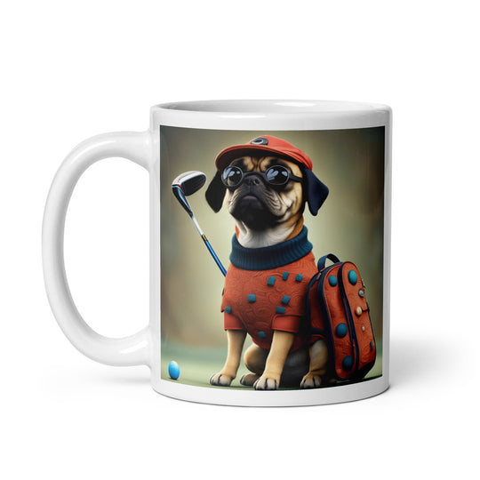 Puggle Golfer- White glossy mug v4