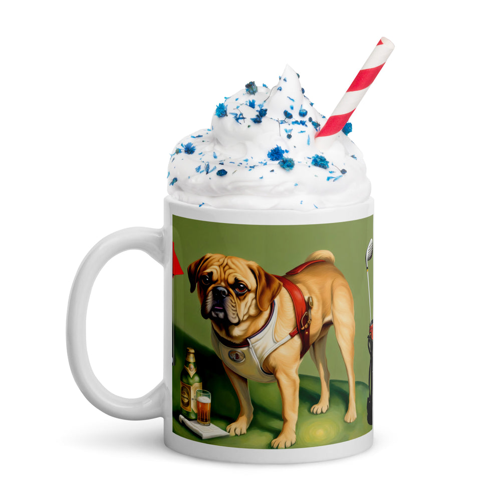 Puggle Golfer- White glossy mug v15