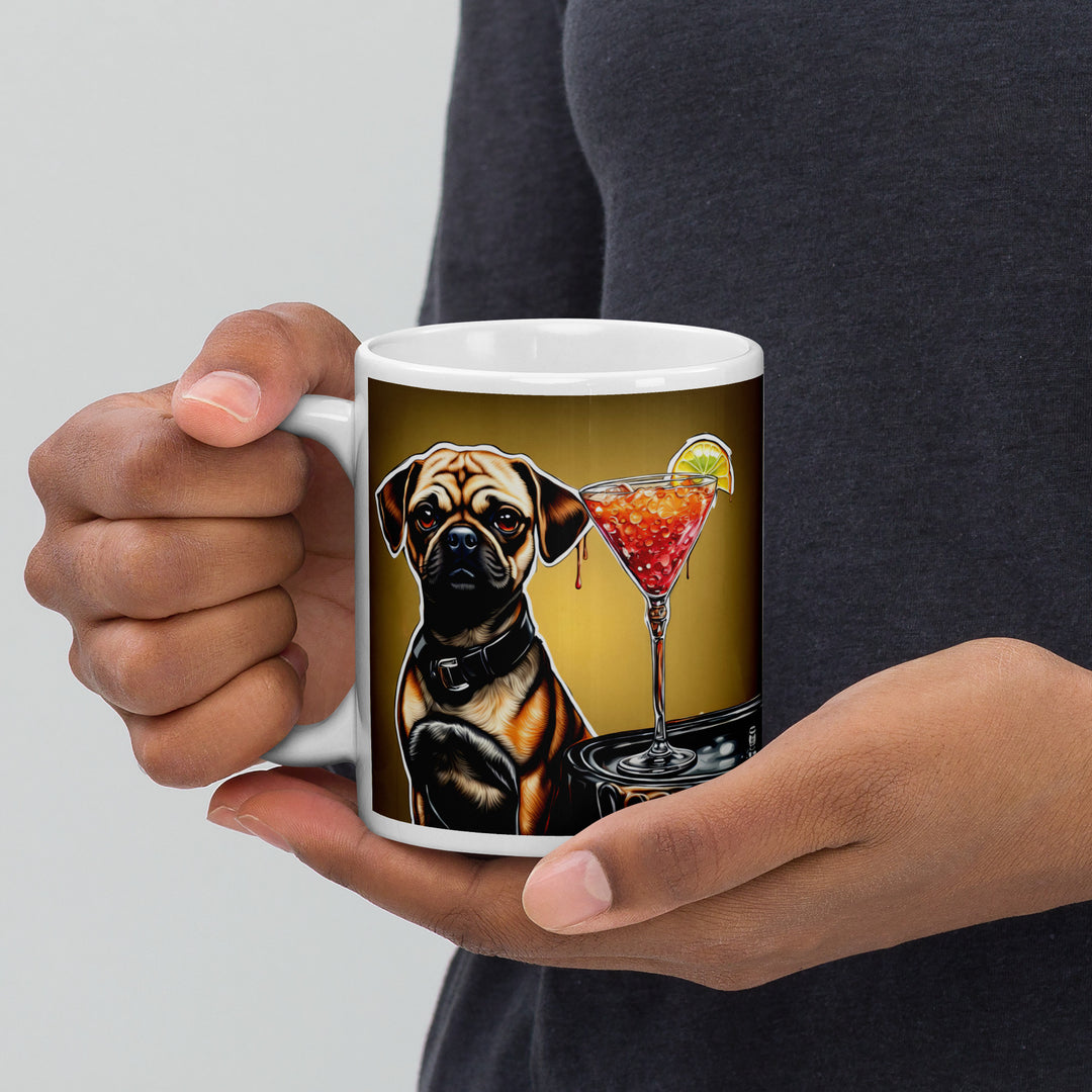 Puggle General- White glossy mug v17