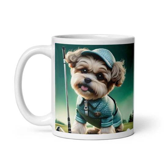 Shih-Poo Golfer- White glossy mug