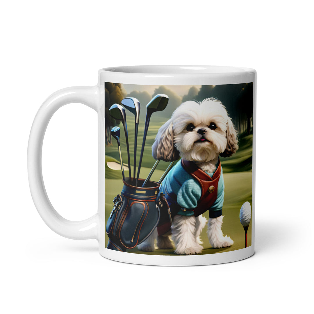 Shih-Poo Golfer- White glossy mug v2