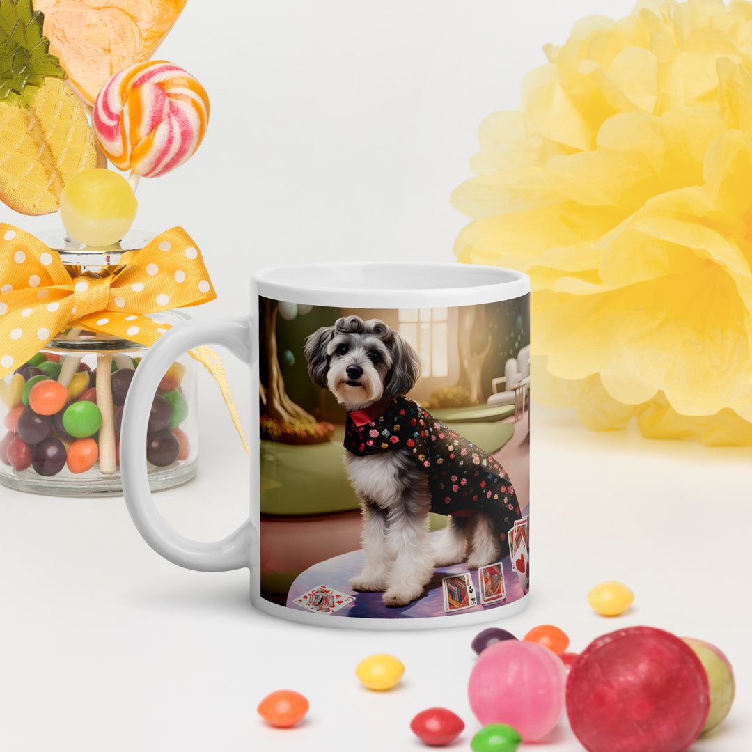 Schnoodle Golfer- White glossy mug v7