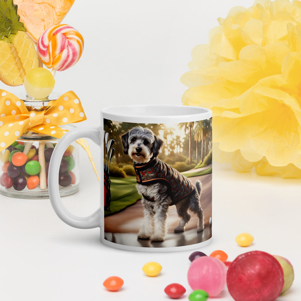 Schnoodle Golfer- White glossy mug v11