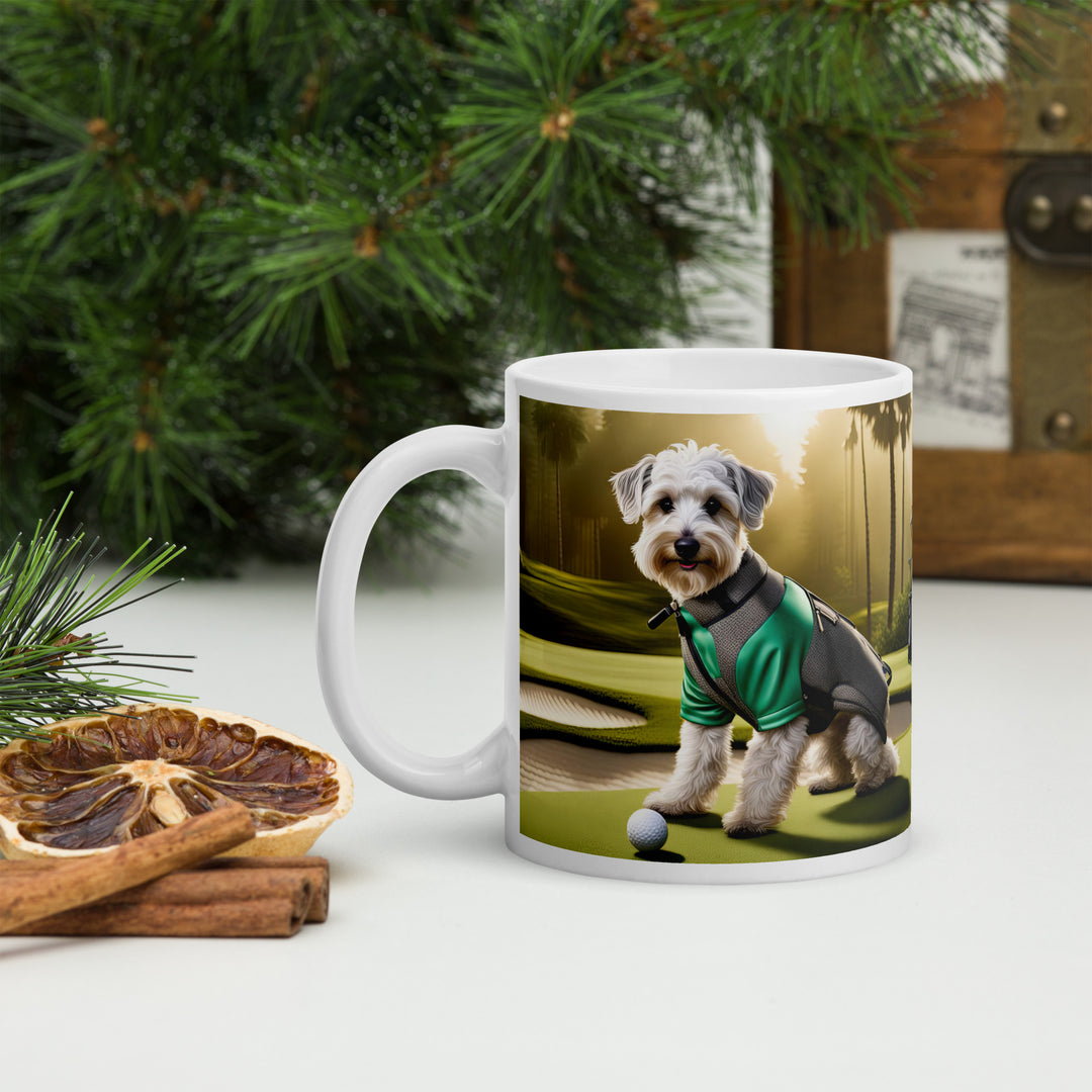 Schnoodle Golfer- White glossy mug v3