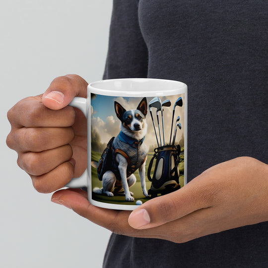 Texas Heeler Golfer- White glossy mug v4