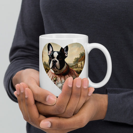 White glossy mug-French Bulldog V4