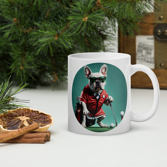 White glossy mug-French Bulldog V5