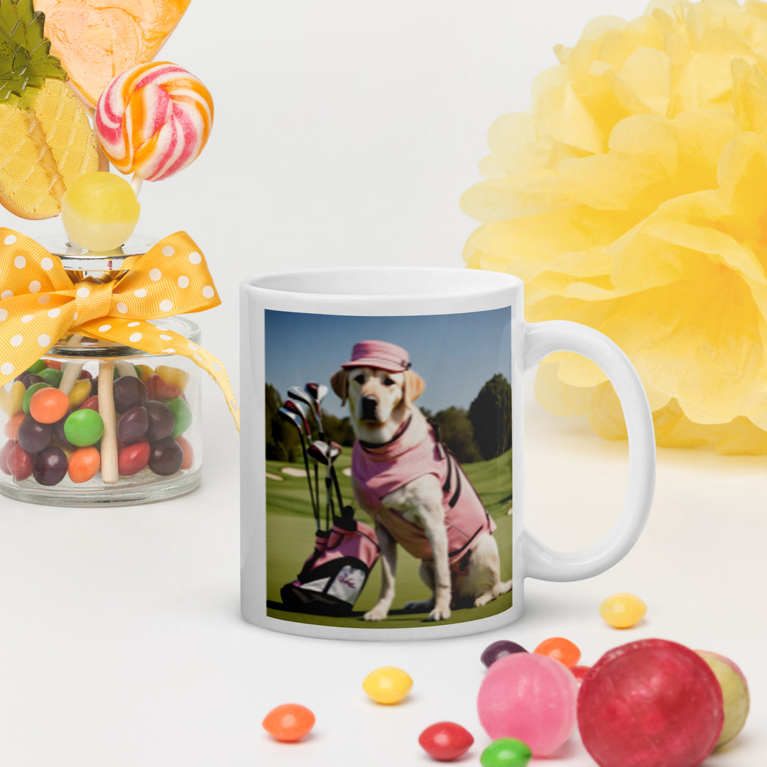 Golden Retriever Golfer-White glossy mug