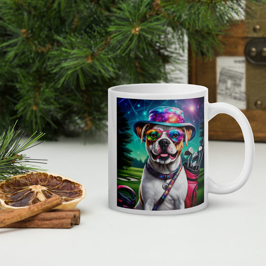 American Bulldog Golfer- White glossy mug