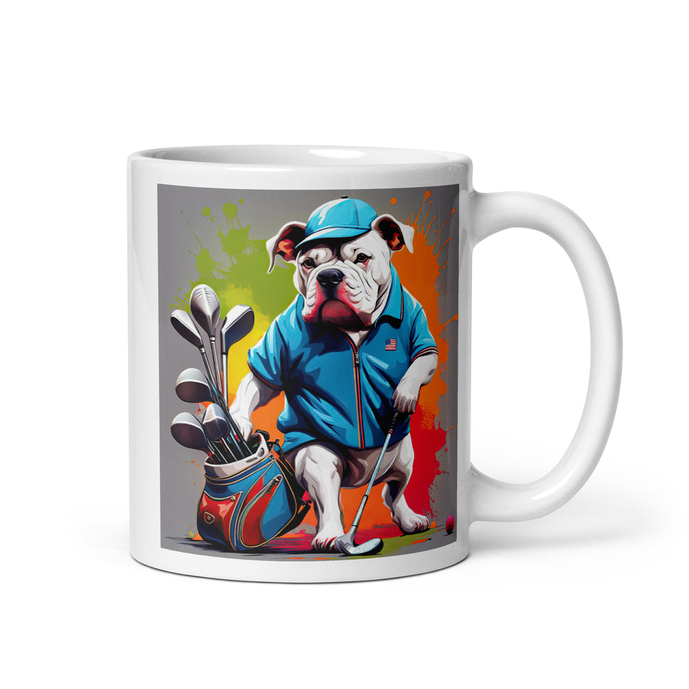 Bulldog Golfer- White glossy mug v3