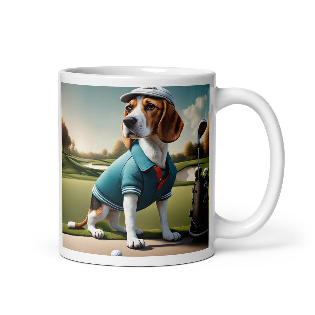 Beagle Golfer- White glossy mug v2