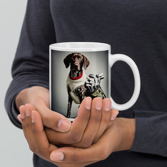 German Shorthaired Pointer Golfer- White glossy mug v4