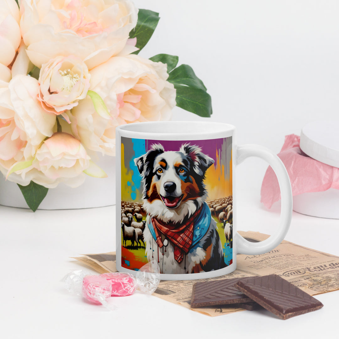 Australian Shepherd- White glossy mug v3