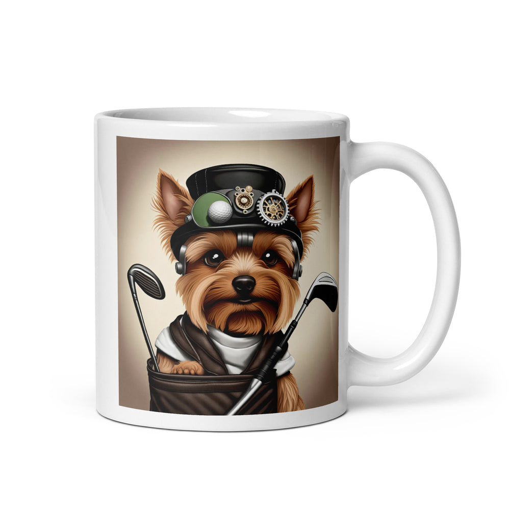 Yorkshire Terrier Golfer- White glossy mug v3