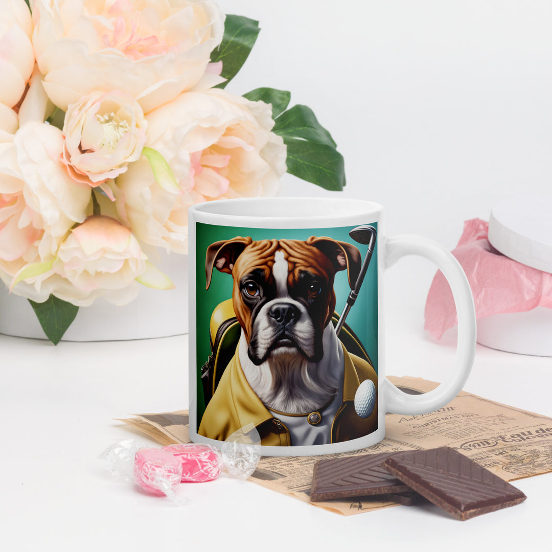 Boxer Golfer- White glossy mug