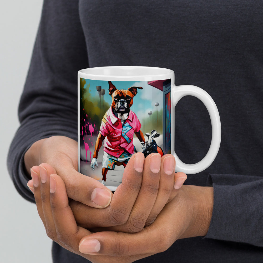 Boxer Golfer- White glossy mug v2