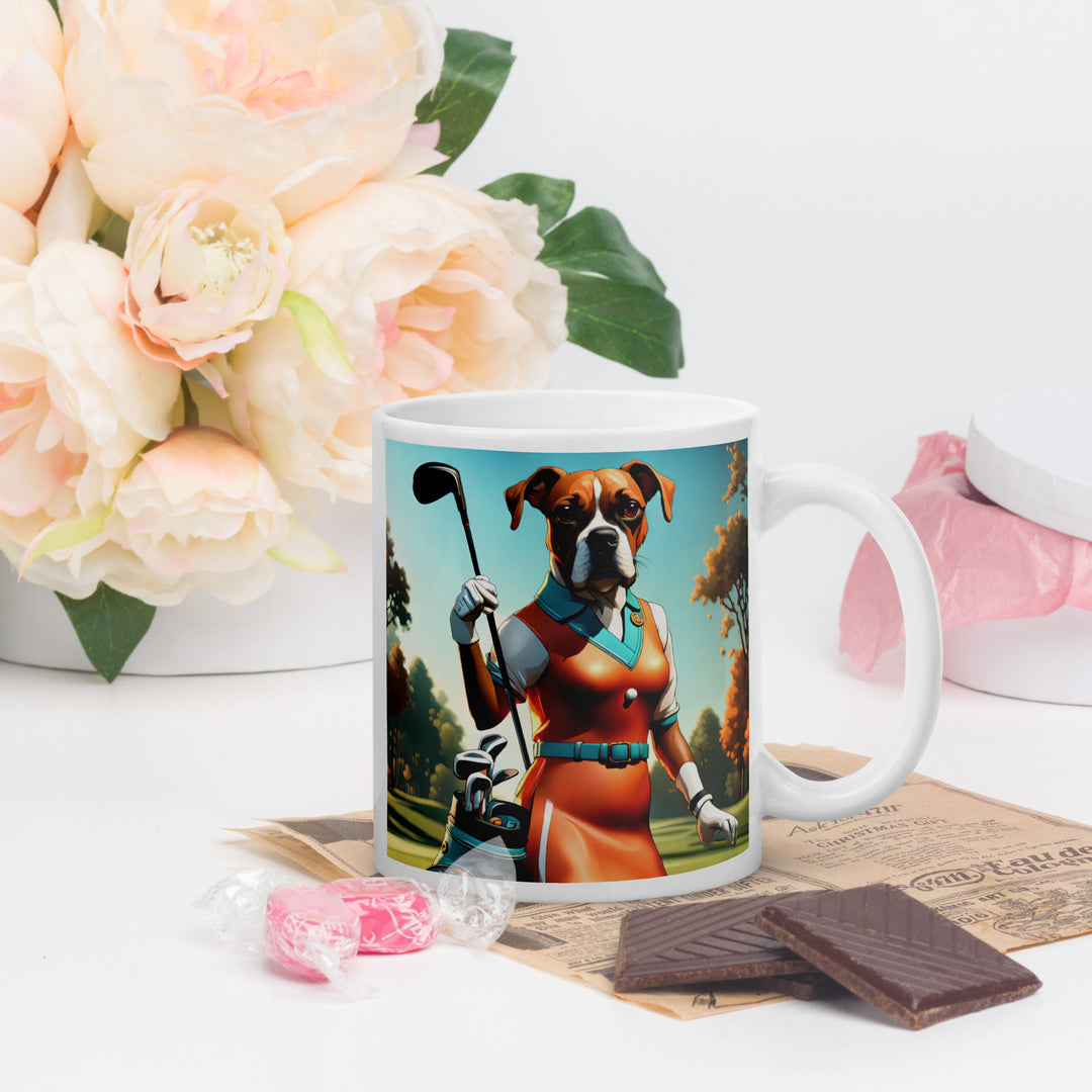 Boxer Golfer- White glossy mug v4