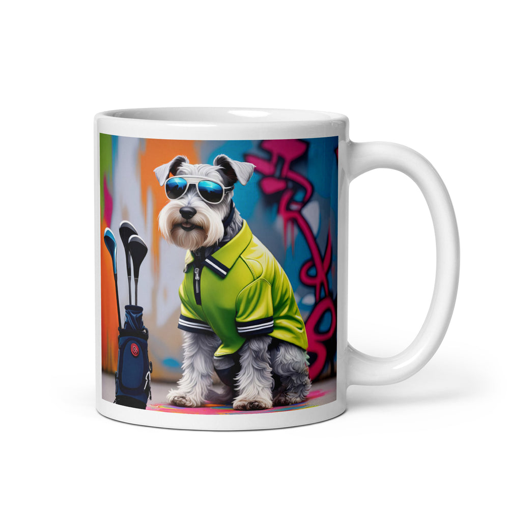 Miniature Schnauzer Golfer- White glossy mug v2