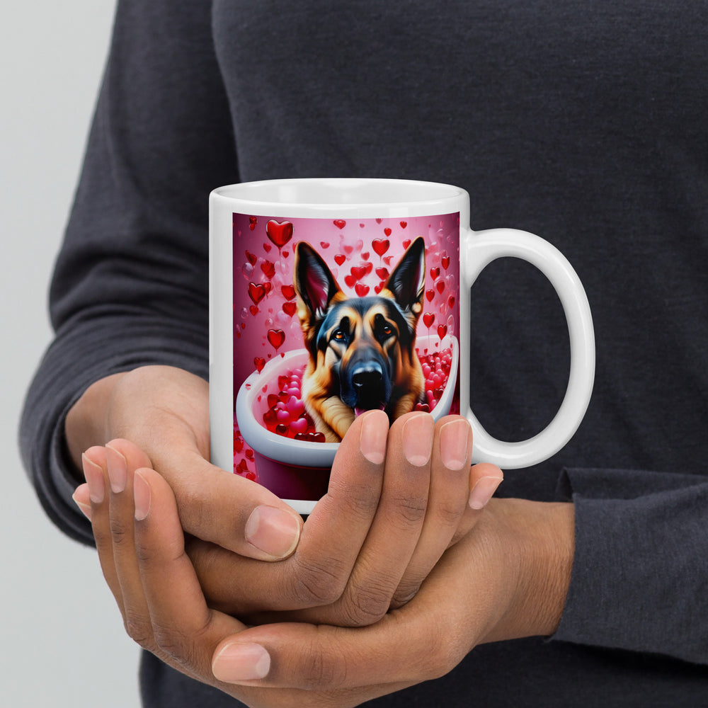 German Shepherd Romantic- White glossy mug