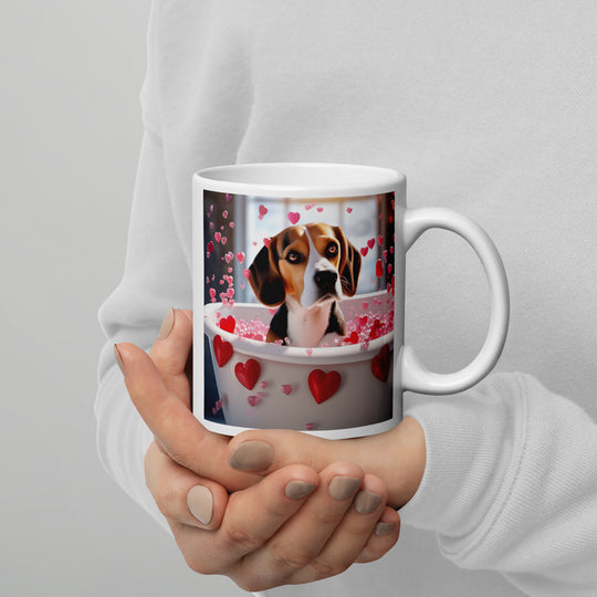 Beagle Romantic- White glossy mug