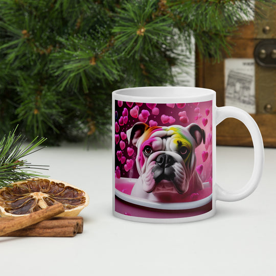 Bulldog Romantic- White glossy mug