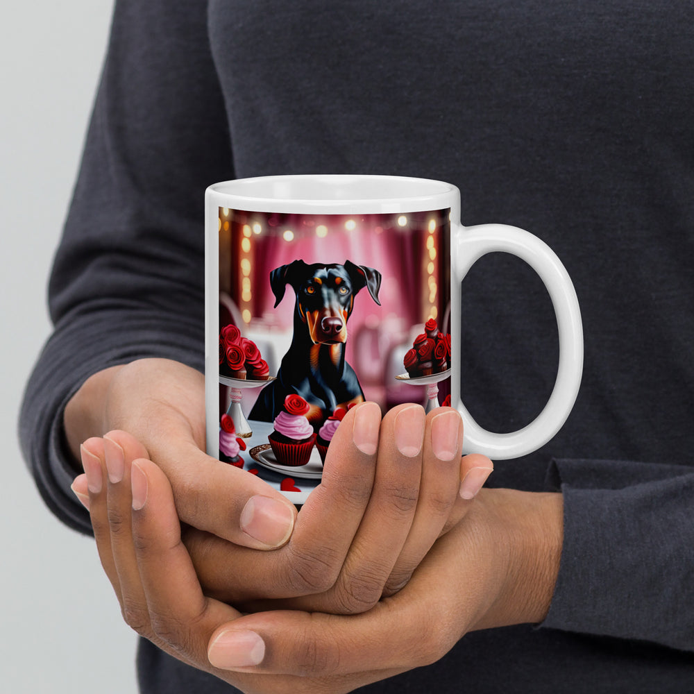 Doberman Pinscher Romantic- White glossy mug v2