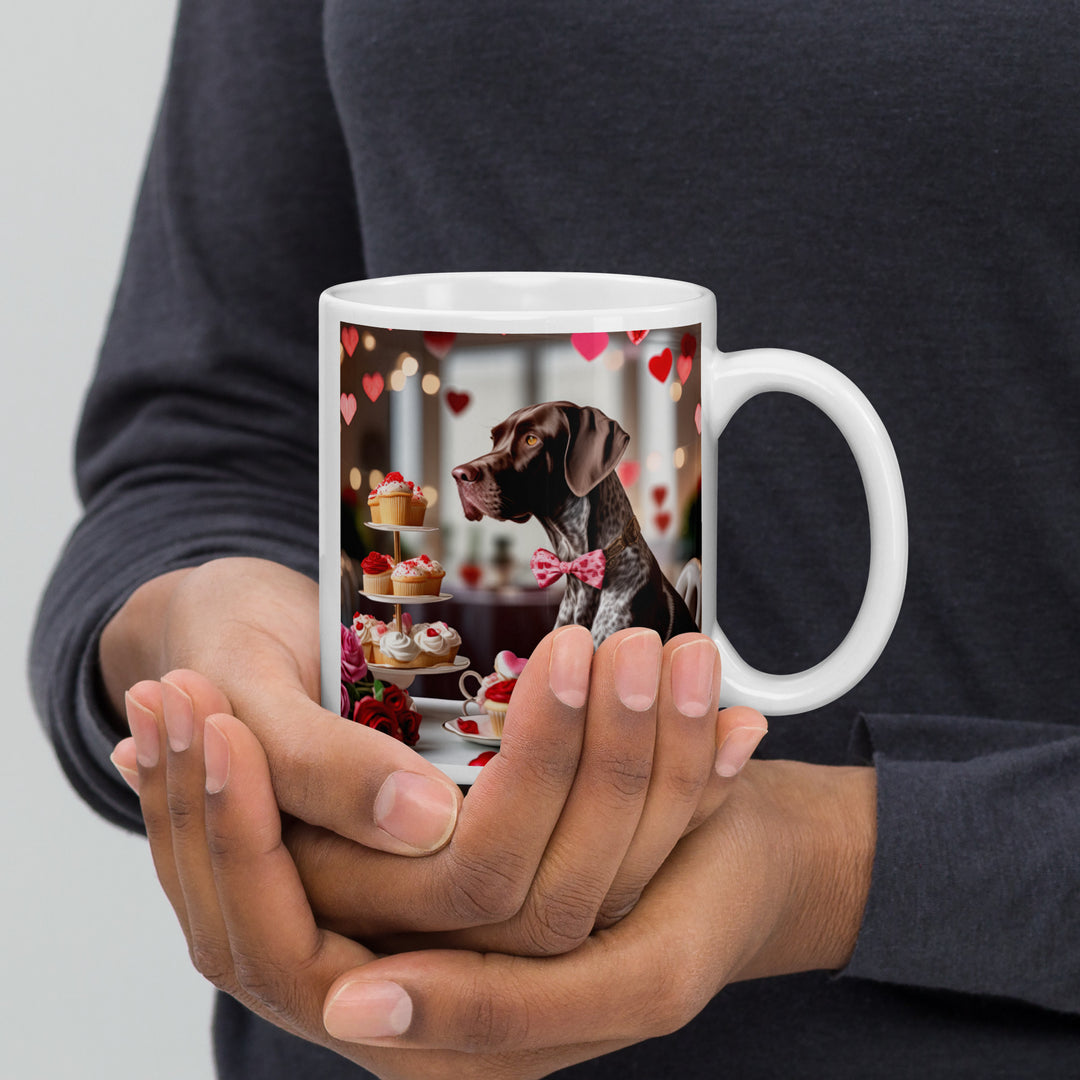 German Shorthaired Pointer Romantic- White glossy mug v3