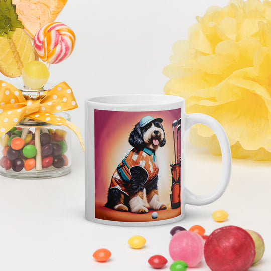 Bernedoodle Golfer- White glossy mug v4