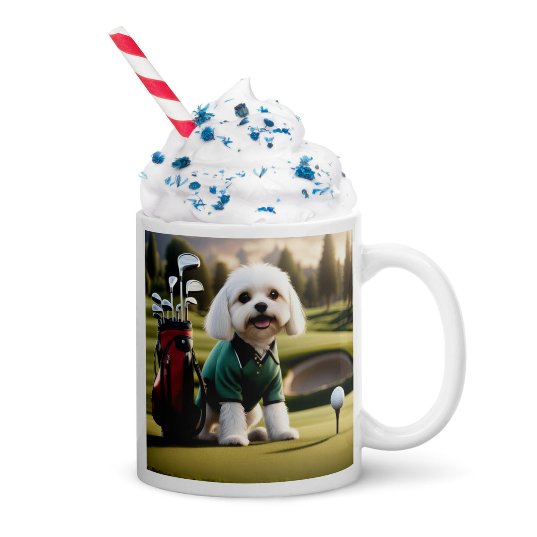 Cavachon Golfer- White glossy mug v2