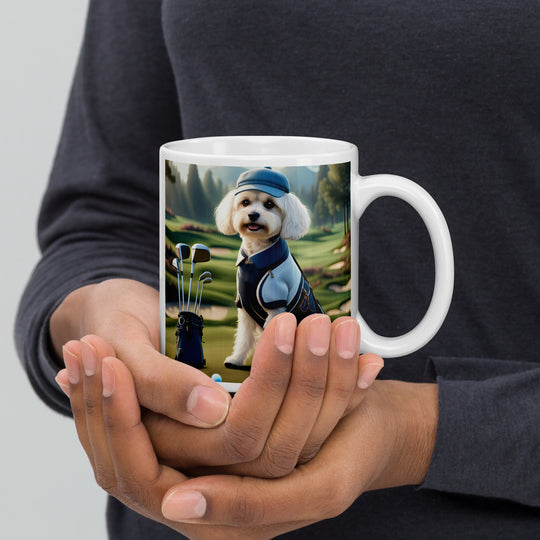 Cavachon Golfer- White glossy mug v4