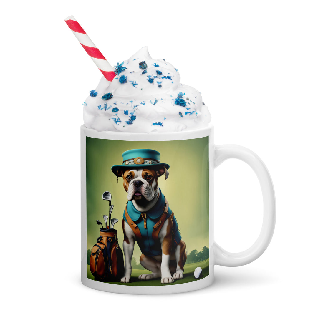 Catahoula Bulldog Golfer- White glossy mug v3