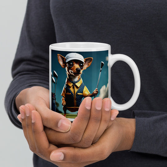 Chiweenie Golfer- White glossy mug v2