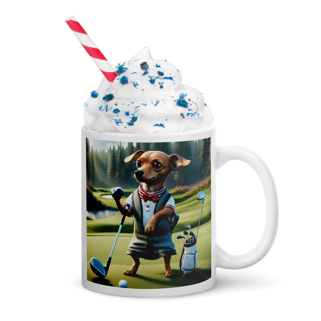 Chiweenie Golfer- White glossy mug v3