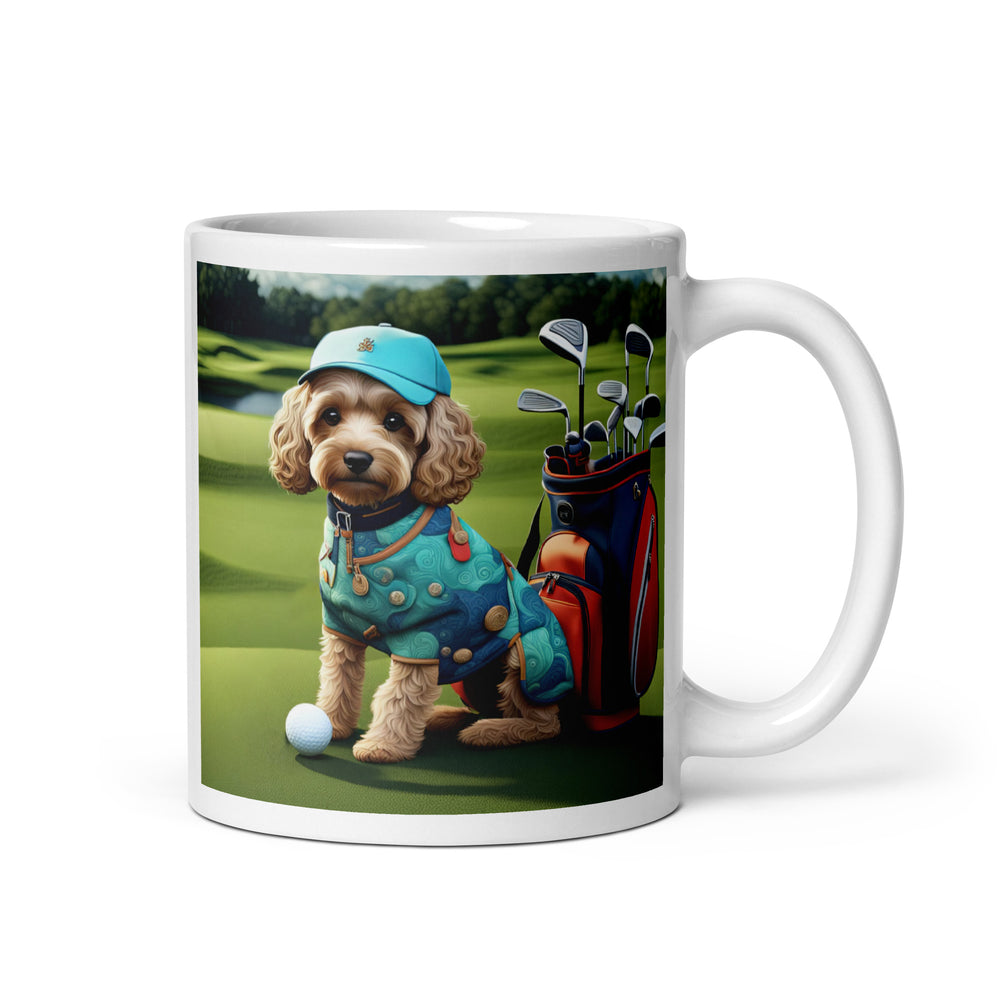 Cockapoo Golfer- White glossy mug v5