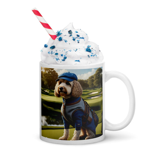 Cockapoo Golfer- White glossy mug v9