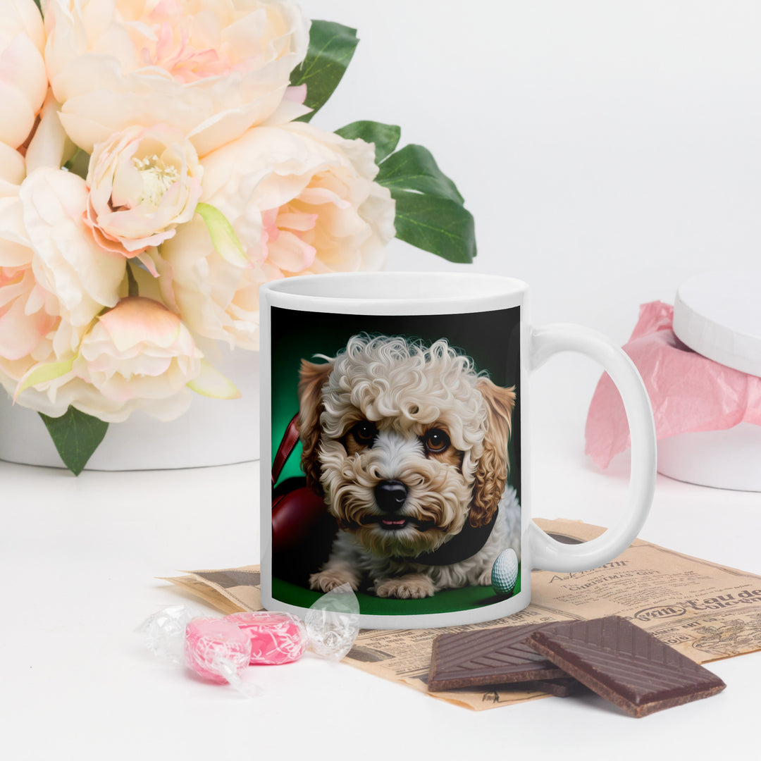 Maltipoo Golfer- White glossy mug v3