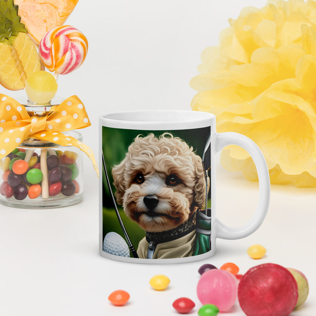 Maltipoo Golfer- White glossy mug v8