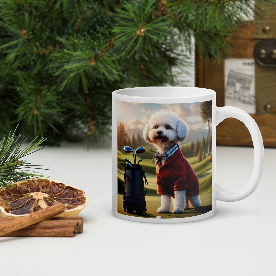 Maltipoo Golfer- White glossy mug v10