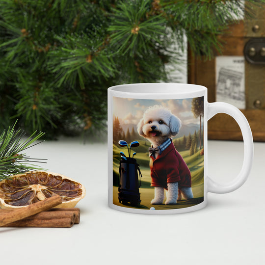 Maltipoo Golfer- White glossy mug v10