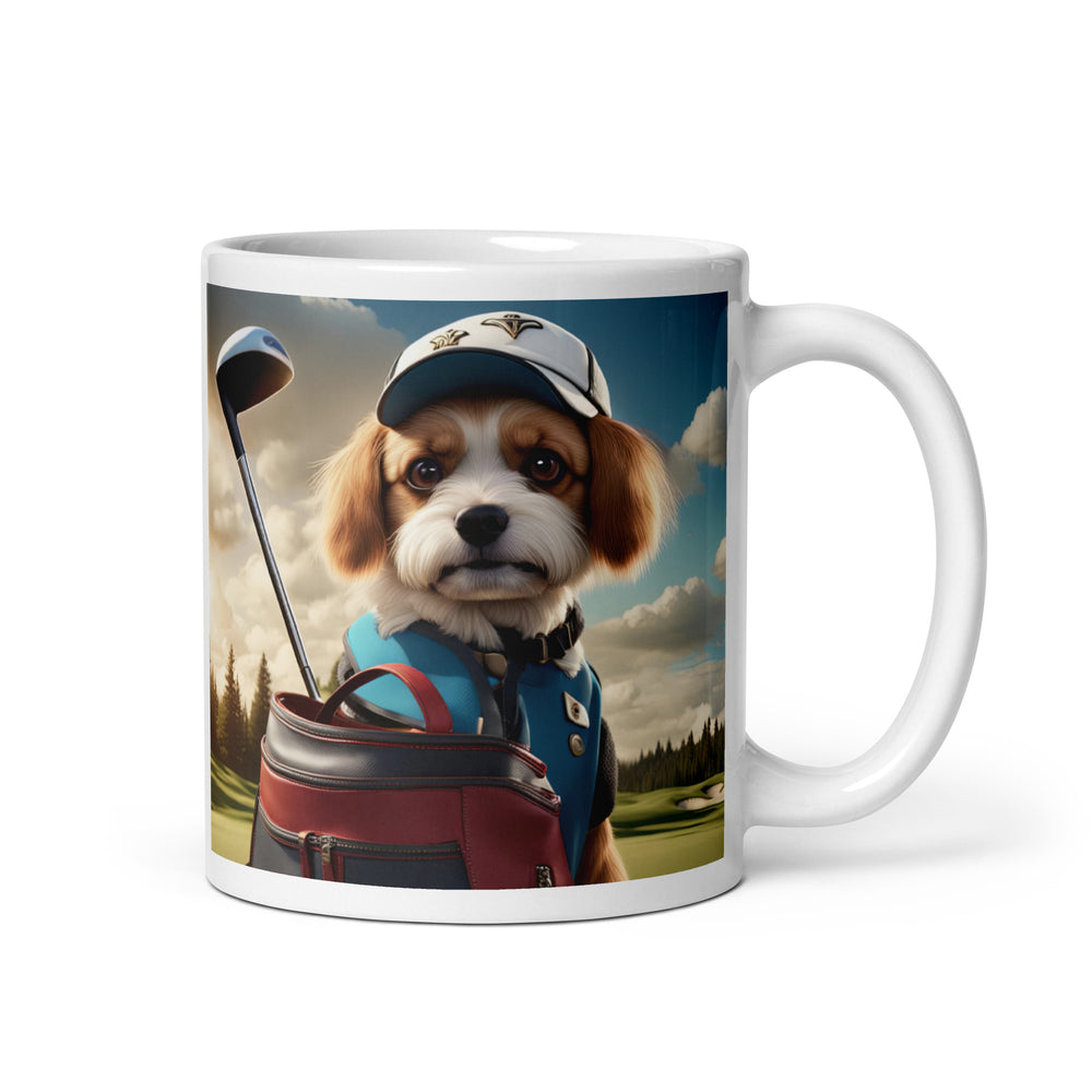 Pekapoo Golfer- White glossy mug v4